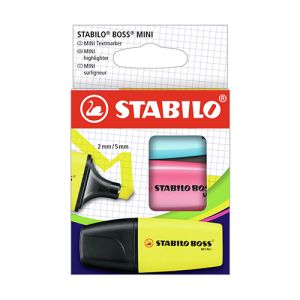 Zvýrazňovač  - STABILO BOSS MINI - 3 ks balenie - žltá, modrá, ružová