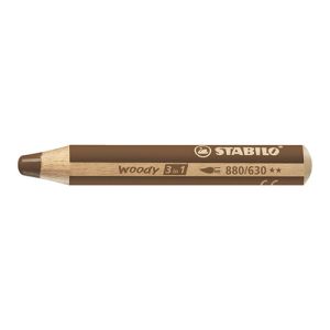 Pastelka STABILO woody 3 v 1 - farbička, vodovka, voskovka - hnedá
