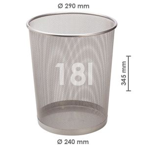 Drôtený kôš na odpadky, strieborný 18 l