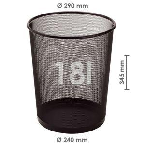 Drôtený kôš na odpadky, čierny 18 l