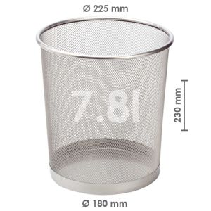 Drôtený kôš na odpadky, strieborný 7,8 l