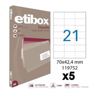 Etikety univerzálne 70x42,4mm Etibox A4 100 hárkov 
