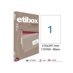 Etikety univerzálne 210x297mm Etibox A4 100 hárkov 