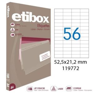 Etikety univerzálne 52,5x21,2mm Etibox A4 100 hárkov 