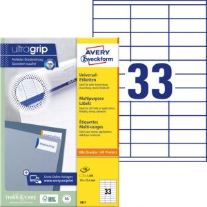 Etikety univerzálne 70x25,4mm Avery A4 100 hárkov 