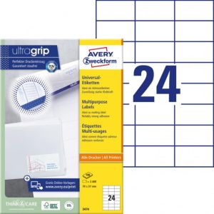 Etikety univerzálne 70x37mm Avery A4 100 hárkov 