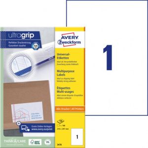 Etikety univerzálne 210x297mm Avery A4 100 hárkov 