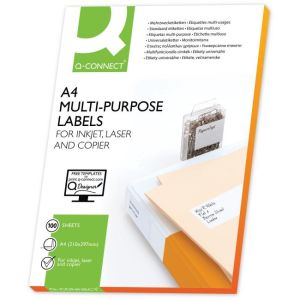 Etikety univerzálne 66x33,9mm Q- CONNECT A4 100 hárkov 