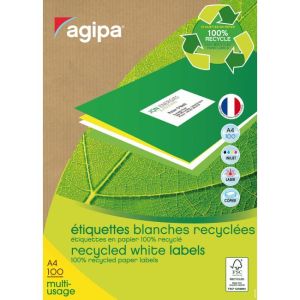 Etikety univerzálne recyklované 38x21,2mm Agipa A4 100 hárkov 