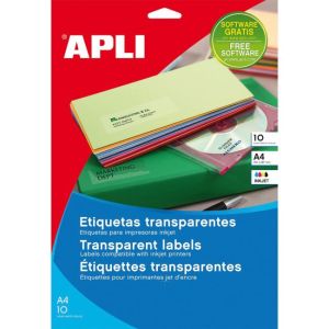 Etikety polyesterové priehľadné 210x297mm APLI A4 inkjet 10 hárkov 