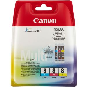 Cartridge Canon CLI-8, CMY, trojbalenie, multipack, originál