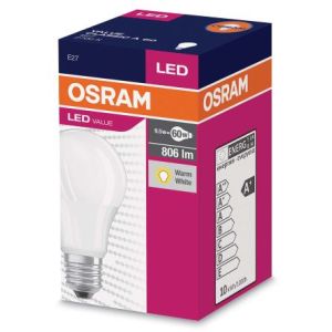 Osram LED žiarovka E27 9,5 W 2700K 806lm VALUE A60-klasik matná 4052899326842