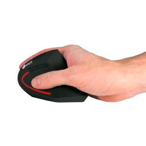 Myš C-TECH VEM-09/Vertikálna/Optická/Pre pravákov/1 600 DPI/Bezdrôtová USB/Čierna VEM-09