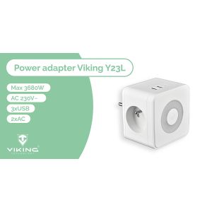 Síťový adaptér VIKING Y23L, biela VY23LW