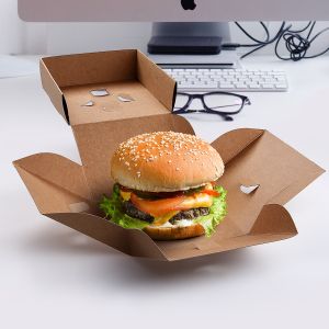 Burger box (PAP FSC Mix) rozkladací nepremastiteľný kraft 120 x 120 x 100 mm [100 ks]