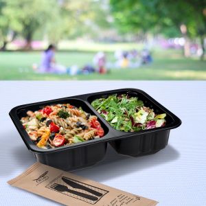 Menu misa (PP) 2dielna čierna 227 x 178 x 50 mm 1300ml [320 ks]