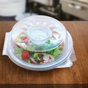 Šalátová miska (PP) s viečkom na dressing misku priehľadná 1600ml [25 ks]