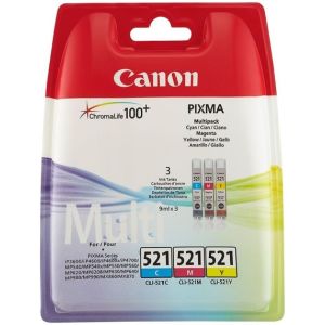 Cartridge Canon CLI-521, CMY, trojbalenie, multipack, originál