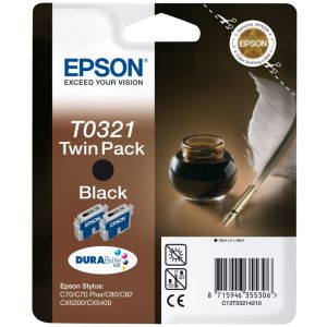 Cartridge Epson T0321, dvojbalenie, čierna (black), originál