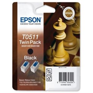 Cartridge Epson T0511, dvojbalenie, čierna (black), originál
