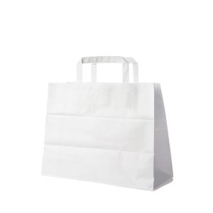 Papierové tašky 32+16x27 cm biele /50 ks/