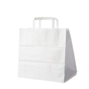 Papierové tašky 32+21x33 cm biele /50 ks/