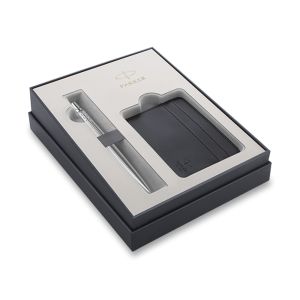 Parker Jotter XL Monochrome Stainless Steel CT - guľôčkové pero + puzdro na karty