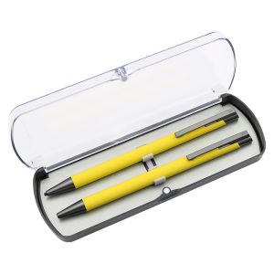 Darčeková sada kov mechanická ceruzka +guľočkové pero ARMI SOFT žltá