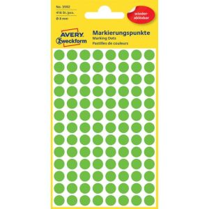 Etikety kruhové 8mm Avery odnímateľné zelené