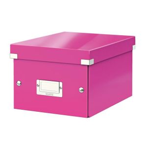 Malá krabica Click & Store metalická ružová