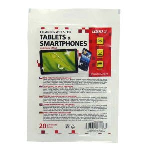 Čist. obrúsky, na tablet, smartphone, uzatvárateľný plastový sáčok, 20 ks, Logo