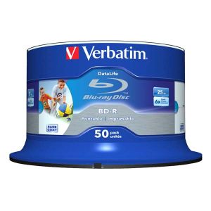 Verbatim BD-R SL, Hard Coat protective layer Wide Inkjet Printable, 25GB, Spindle, 43812, 6x, 50-pack, pre archiváciu dát