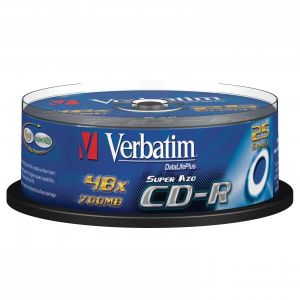 Verbatim CD-R, 43352, AZO Crystal, 25-pack, 700MB, 52x, 80min., 12cm, bez možnosti potlače, cake box, pre archiváciu dát