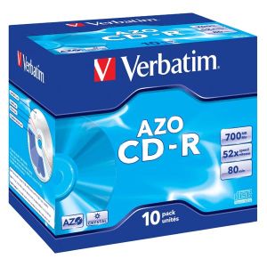 Verbatim CD-R, 43327, AZO Crystal, 10-pack, 700MB, 52x, 80min., 12cm, bez možnosti potlače, jewel box, pre archiváciu dát