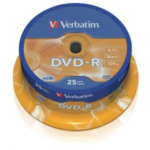 Verbatim DVD-R, Matt Silver, 43522, 4.7GB, 16x, cake box, 25-pack, bez možnosti potlače, 12cm, pre archiváciu dát