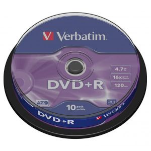 Verbatim DVD+R, Matt Silver, 43498, 4.7GB, 16x, spindle, 10-pack, bez možnosti potlače, 12cm, pre archiváciu dát
