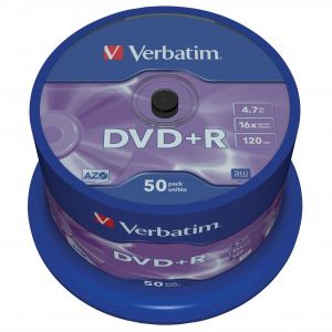 Verbatim DVD+R, Matt Silver, 43550, 4.7GB, 16x, spindle, 50-pack, bez možnosti potlače, 12cm, pre archiváciu dát