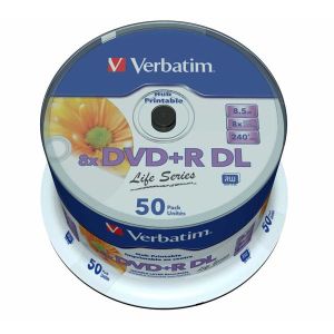 Verbatim DVD+R DL, Double Layer Inkjet Printable, 97693, 8.5GB, 8x, spindle, 50-pack, 12cm, pre archiváciu dát