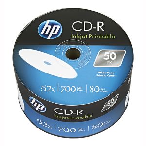 HP CD-R, CRE00070WIP-3, 69301, Printable, 50-pack, 700MB, 52x, 80min., 12cm, bulk, pre archiváciu dát