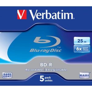 Verbatim BD-R, Single Layer 25GB, jewel box, 43715, 6x, 5-pack, pre archiváciu dát