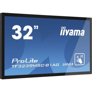 32" iiyama TF3239MSC-B1AG: AMVA, FullHD, capacitive, 12P, 500cd/m2, VGA, HDMI, DP, 24/7, IP54, čierny TF3239MSC-B1AG