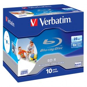 Verbatim BD-R, Single Layer Printable ScratchGuard Plus, 25GB, jewel box, 43713, 6x, 10-pack, pre archiváciu dát
