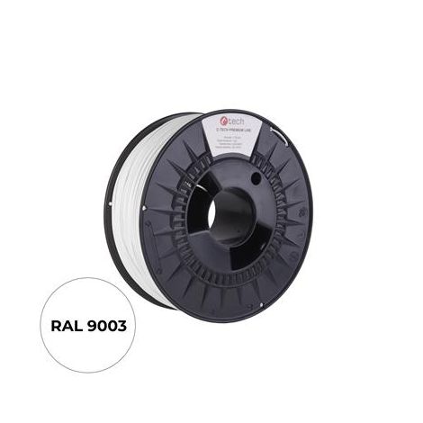Tlačová struna (filament) C-TECH PREMIUM LINE, ABS, dopravná biela, RAL9003, 1,75mm, 1kg 3DF-P-ABS1.75-9003