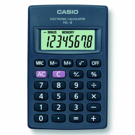 Casio Kalkulačka HL 4, čierna, vrecková, osemmiestna