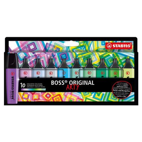 Zvýrazňovač  - STABILO BOSS ORIGINAL - ARTY - 10 ks balenie - so 10 rôznymi farbami