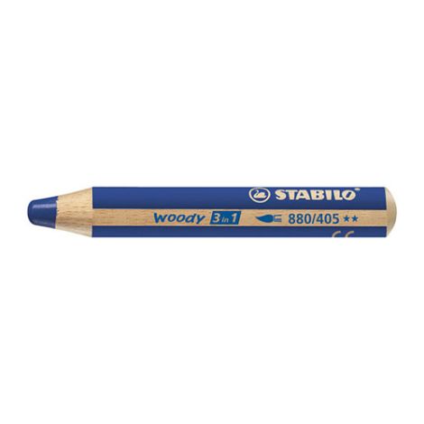 Pastelka STABILO woody 3 v 1 - farbička, vodovka, voskovka - tmavá modrá