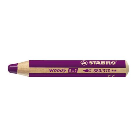 Pastelka STABILO woody 3 v 1 - farbička, vodovka, voskovka - svetlo fialová