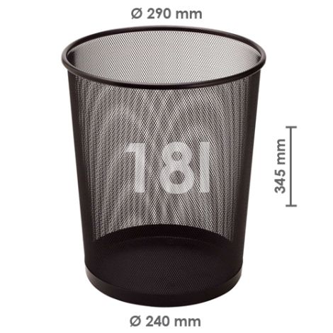 Drôtený kôš na odpadky, čierny 18 l
