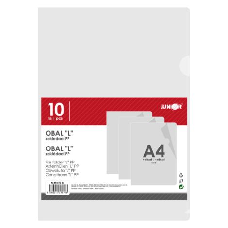 Obal zakladací "L" PP/A4, transparentý - sada 10 ks