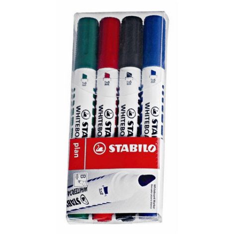 Popisovač na tabule, 2,5-3,5 mm, zrezaný hrot, STABILO Plan, mix farieb